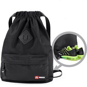 Drawstring backpack with shoe compartment